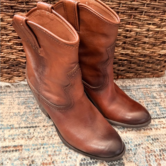 Lucky Brand Shoes - Lucky Brand Brown Leather Ankle Western Booties